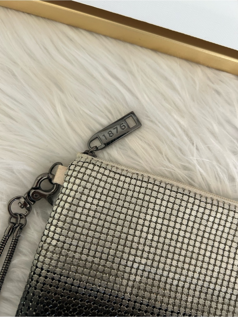 Whiting & Davis Black Silver Ombre Metal Mesh Wristlet Clutch Evening Bag - Picture 5 of 11